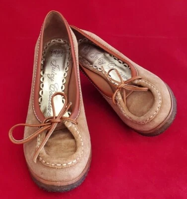 Zapatos para mujer Juicy Couture cuero marrón gamuza madera cuña talla 6M Foto 1 de 4