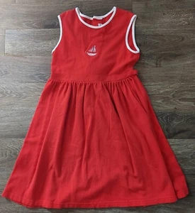 Vtg Best & Co Red White Sleeveless Stretchy Cotton Girls Dress Sailboat Size 8 - Picture 1 of 6