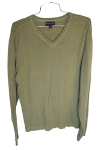 Banana Republic Verde Musgo Cuello en V Suéter Hombre: L Varsity Corte Suelto Algodón Lavado - Imagen 1 de 3