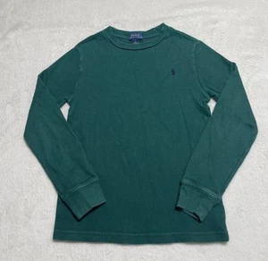 Polo Ralph Lauren Waffle Knit Shirt Boys Girls Size 7 Green Thermal Long Sleeve - Picture 1 of 8