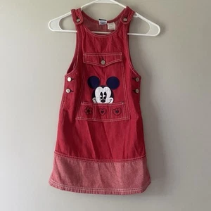 Vintage ‘00 Mickey & Co Disney Red Denim Girls Dress Sz 6X Y2K 100% Cotton - Picture 1 of 8