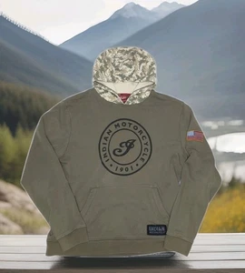 Sudadera con Capucha Indian Motorcycle Camuflada Motociclista Bandera Americana Para Hombre Grande Ejército OD - Imagen 1 de 7