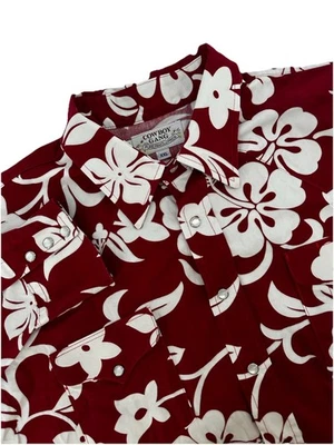 The Cowboy Gang Men’s 2XL Shirt Hawaiian Western Ro Parker Red M2800 Pearl Snaps - Image 1 of 4