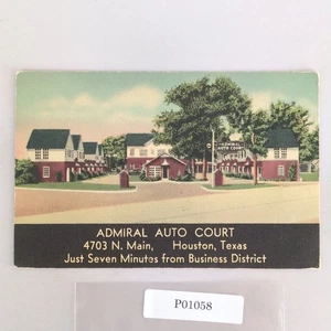 Admiral Auto Court Houston Texas 1940s Linen Postcard Motel US Highway 75 TX - Picture 1 of 2