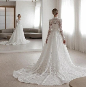 Vestido de novia bordado manga larga - Imagen 1 de 6