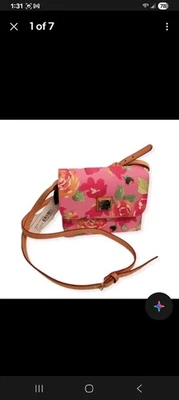 Bolso Bandolera Dooney & Bourke Cuero Floral Rosas 7x7 Correa Ajustable Foto 1 de 4