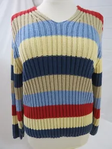 Maglione donna Liz Claiborne multi righe manica lunga grossa a costine, taglia: PL - Foto 1 di 7