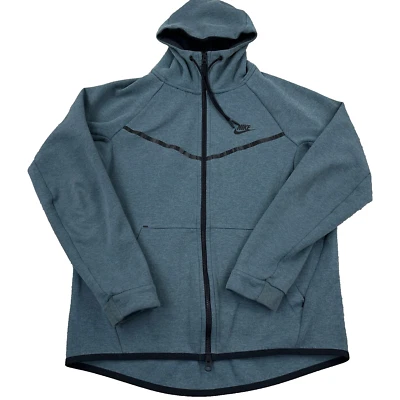 Moletom com capuz Nike Tech FLece masculino verde médio preto zíper completo desempenho adulto * - Imagem 1 de 4