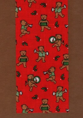 Osos de peluche marrón cinta de Navidad vintage 9 pies, un producto de león tela roja 2 5/8 Foto 1 de 4