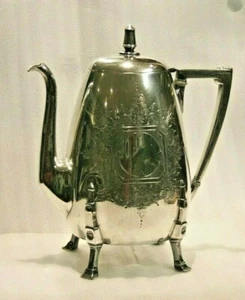 Cafetera antigua Webster Co. # 18 plato de plata MONO: JAL, 1866-1874 - Imagen 1 de 11
