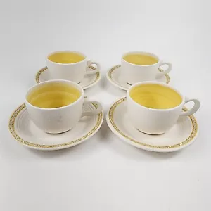 4 juegos de tazas y platillos de té moteados vintage franciscanos de hacienda dorada beige - Imagen 1 de 12