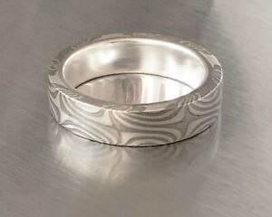 Mokume Ring 5mm, with Sterling silver liner in Size 7,8,9