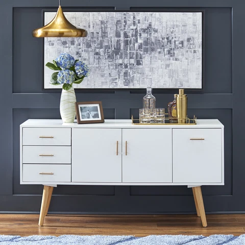 TMS Maura Mid-Century Modern 56” Wide Dining Room Sideboard Buffet Cover