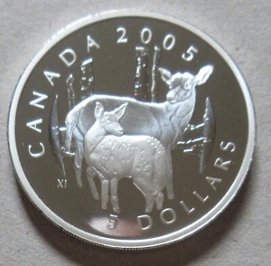 2005 Canada White Tailed  Deer $5 Silver Coin & Stamp Set. Mint UNC. RJ - Picture 1 of 6