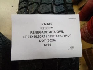 RADAR RENEGADE A/T5 OWL LT 31 10.50 15 109S LRC ALL TERRAIN TIRE RZD0021 BQ3 - Picture 1 of 4