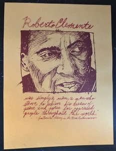 ROBERTO CLEMENTE Original Screenprint Poster Salutes PUERTO RICO Baseball Legend - Picture 1 of 5