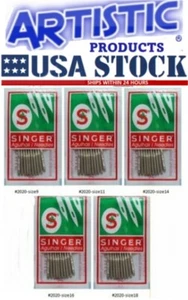 Nadeln Singer Nähmaschinennadeln, 2020 Größen #9,11,14,16,18 50 Stück - Bild 1 von 1