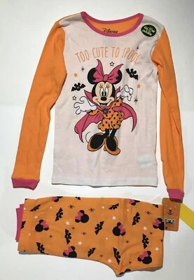 Disney Minnie Mouse DEMASIADO LINDO PARA ASUSTAR Halloween PJ Set - Brilla en la oscuridad - Talla 10 Foto 1 de 3