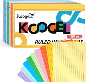 180PCS Ruled Index Cards Index Cards Neon Color Flash Cards Note 5x8 Lined - Picture 1 of 3