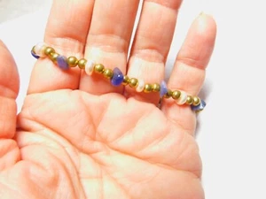 Armband mit blauen Stein Süßwasserperlen Messing Perlen Vintage - Bild 1 von 3
