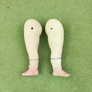 Antique porcelain dollhouse doll legs, 2.73" / 69 mm, wire fixing, Germany - Picture 1 of 6