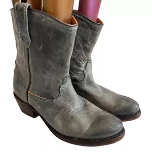 Vintage Shoe Company western boots US womens 9 gray blue leather cowgirl mid - Picture 1 of 13