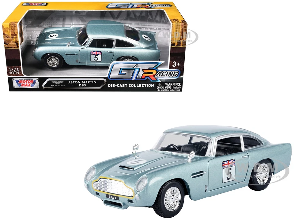 ASTON MARTIN DB5 RHD #5 LIGHT BLUE 1/24 DIECAST MODEL CAR BY MOTORMAX 73789