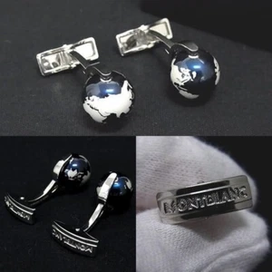 Montblanc Cufflinks Navy Silver Sphere Men's Accessories Suit Business Formal JP - Picture 1 of 4