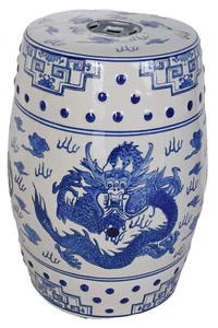 Chinesischer Hocker Drache Keramikhocker Sitzhocker Porzellan Gartenhocker  - Bild 1 von 5
