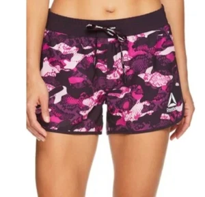 Reebok Damen bedruckte Essential Laufshorts mit Taschen Größe Large pflaume perfekt - Bild 1 von 7