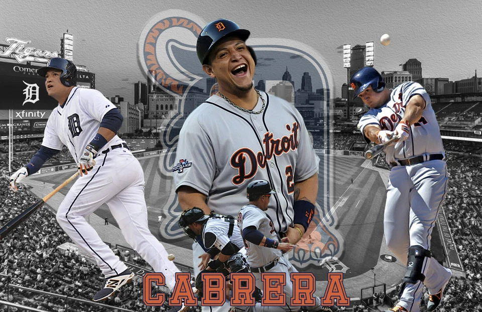 Impresión litográfica de los Tigres de Detroit de Miguel Caberera 17 x 11 Foto 1 de 1