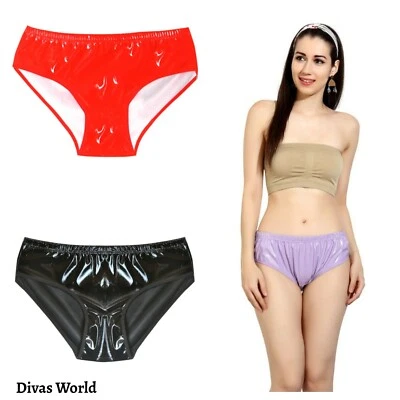 PVC Leather Look Women's Panties Knickers Ladies And Men's Highwaist Brief Boxer - Image 1 of 4