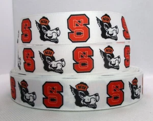 North Carolina State Wolfpack 7/8" Grosgrain Ribbon Choice: 5 or 10 Yards (NCSU) - Picture 1 of 3