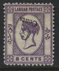 Labuan QV 1891 8 cents dark violet with Inverted Surcharge mint o.g. (JD) - Picture 1 of 1