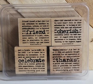 Estampilla de goma Stampin' Up LÉXICO DEL AMOR AMIGO CEREZAS 4 piezas bloque de madera - Imagen 1 de 4