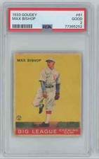 1933 Goudey Max Bishop Rookie PSA 2 Philadelphia Athletics #61 C25