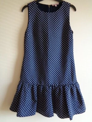 VESTIDO JUICY COUTURE AZUL MARINO Y BLANCO LUNARES SIN MANGAS CON CAPAS - TALLA 8 Foto 1 de 4