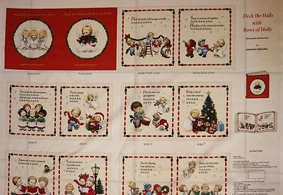 ELIZABETH'S STUDIO Christmas Deck the Halls with Bows of Holly Angels Book Panel by Elizabeth btp