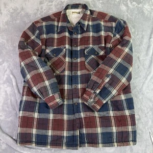 Giacca di flanella vintage Fieldmaster Shacket uomo XL blu/rosso foderata sherpa - Foto 1 di 10