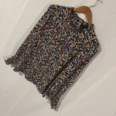 Blusa Rachel Zoe Manga Larga Cuello Simulado Boho Grande Floral Cerradura KK-6 Foto 1 de 4