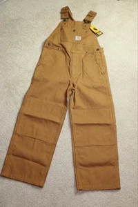 Carhartt Youth Boys Duck Washed Bib Overall Double Knee Insulated Size 7 OX8603 - Picture 1 of 13