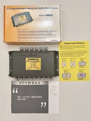 ZINWELL Wide-Band 6x8 Multi-Switch for Ka/Ku Dish Antenna Part# WB68 New in Box - Image 1 of 3