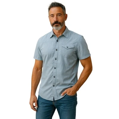 Rip Curl Men's Shirt Size Large Grey Short Sleeve Casual Dress - Image 1 of 4