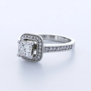 ANILLO DE ACENTO VINTAGE CON PUNTA DE PLATINO CORTE PRINCESA E/VS2 DIAMANTE CREADO EN LABORATORIO 1,8 QUILATES - Imagen 1 de 3