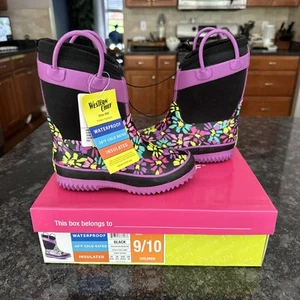 Western Chief Girls Size 9/10 Waterproof Neoprene Rain Snow Winter Boots Kids - Picture 1 of 6