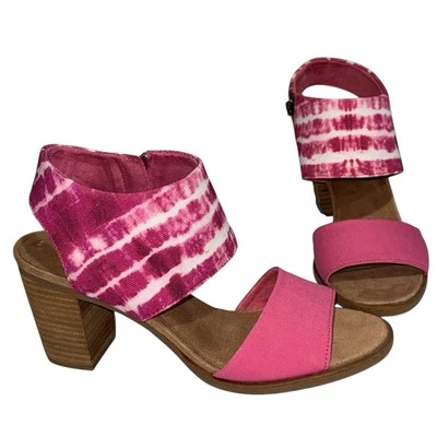 NUEVO CON ETIQUETAS TOMS Mujer Mallorca Sandalia Recortada Rosa 100% Algodón 3+" Cremallera y OrthoLite Talla 9 Foto 1 de 4