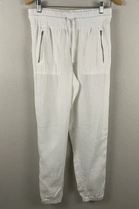 Athleta Damen 4T Tall weiß 100 % Leinen Cabo Jogginghose - Bild 1 von 4