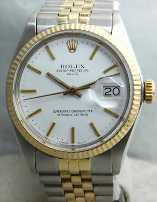 Reloj Rolex Oyster Perpetual Date 1500 Dos Tonos Vintage 1975 Hombre... 34mm Foto 1 de 4