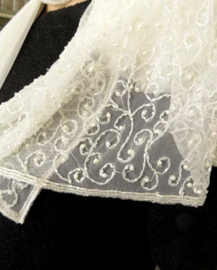 White Shawl Wrap Scarf hite Bead scroll pearls accents suitable Bride 21x72" - Picture 1 of 5