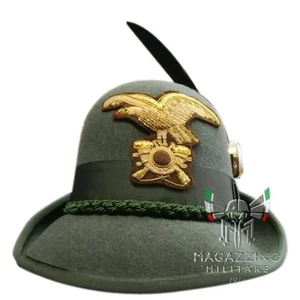 Fregio Alpini UFFICIALI ricamato ORO su panno verde per Cappello Aquila FANTERIA - Picture 1 of 2